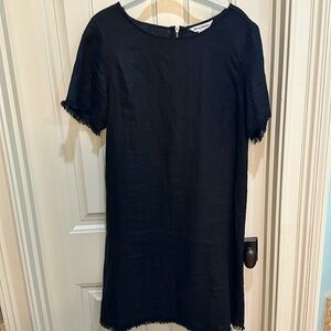 Tommy Bahama linen raw edge black dress